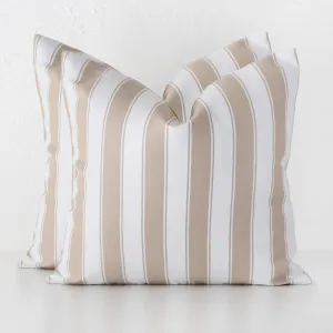 JOHAN REGENCY STRIPE CUSHION BUNDLE X2 |  60 X 60  |  STONE