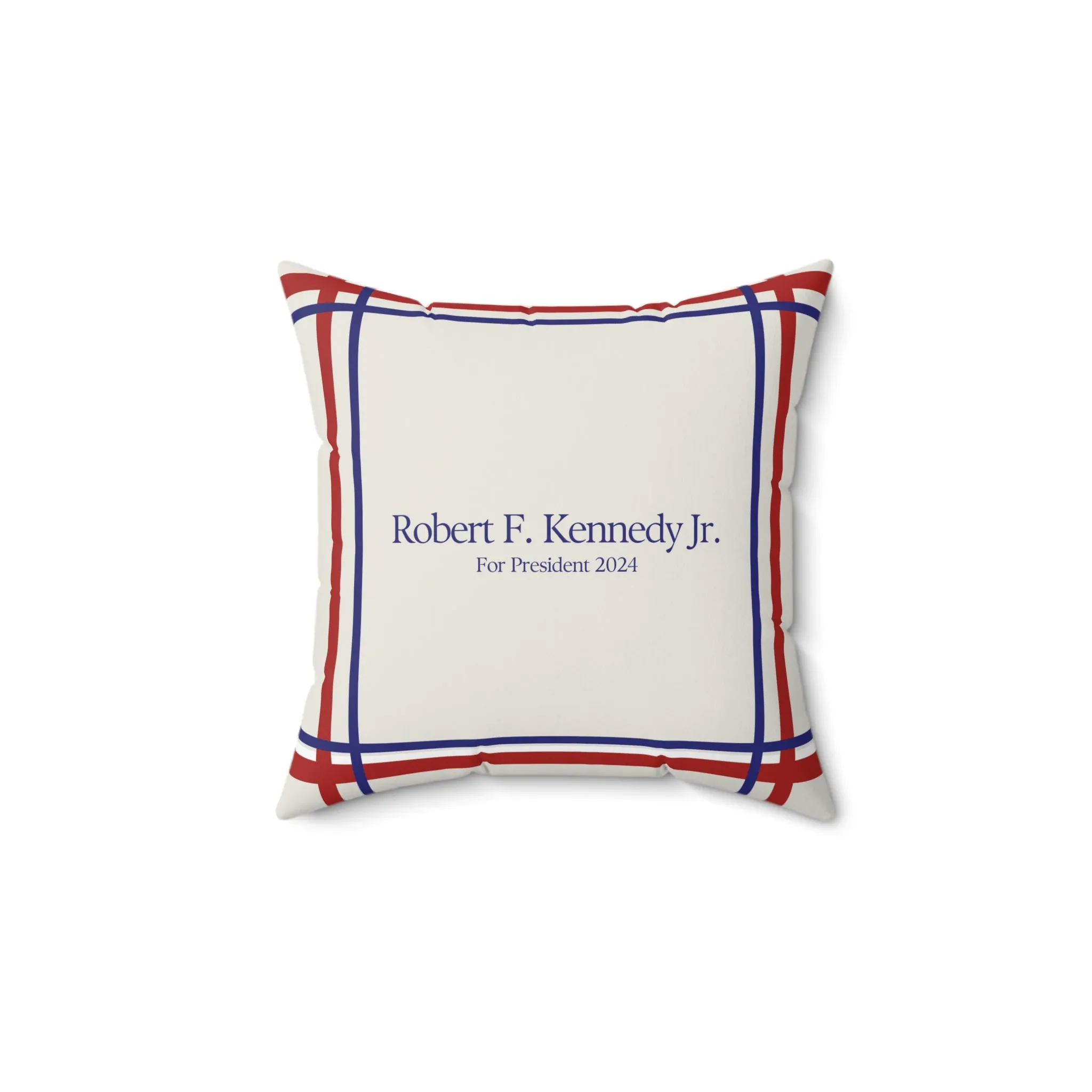 Kennedy for President Bordered Cream Square Pillow