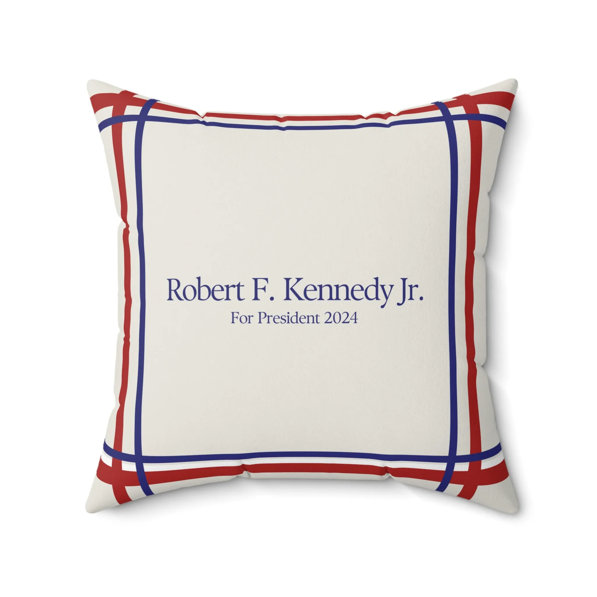 Kennedy for President Bordered Cream Square Pillow