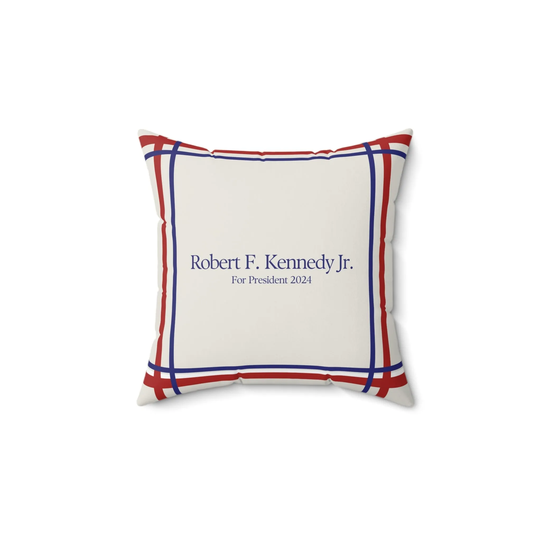 Kennedy for President Bordered Cream Square Pillow