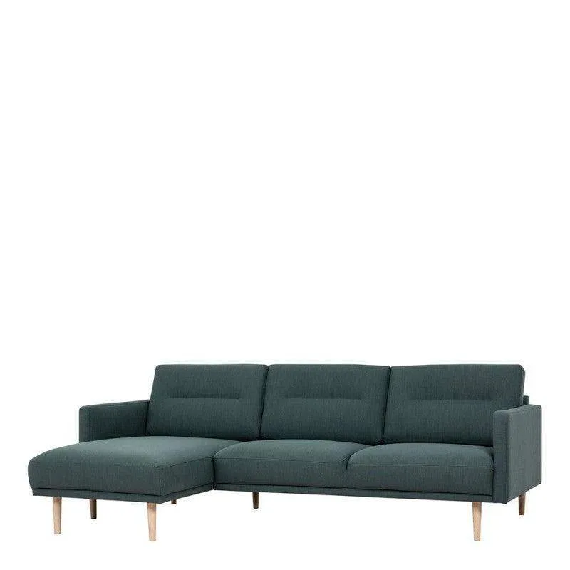 Larvik Chaiselongue Corner Sofa  - Dark Green, Oak Legs