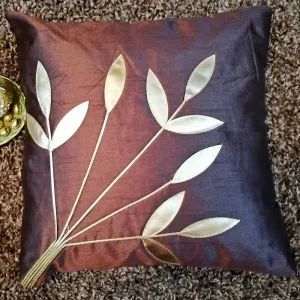 Leaf Dupion Silk Cushion Cover | Set Of 5 | 16 x 16 inches