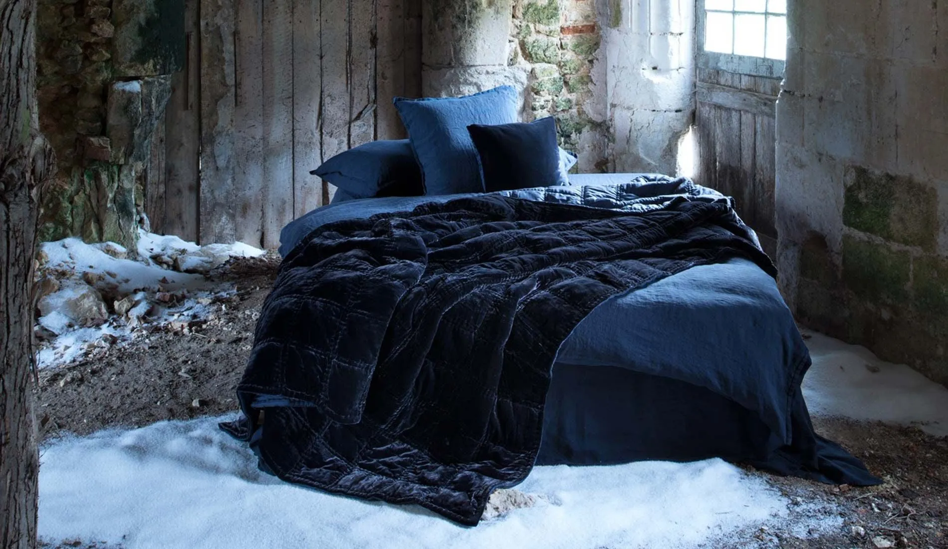 Midnight Silk Velvet Coverlet