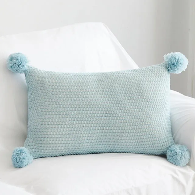 Pastel Scape Contrast Open Knit Pillow Cover