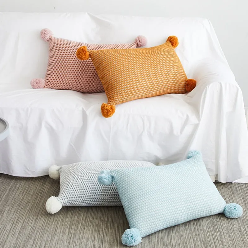 Pastel Scape Contrast Open Knit Pillow Cover