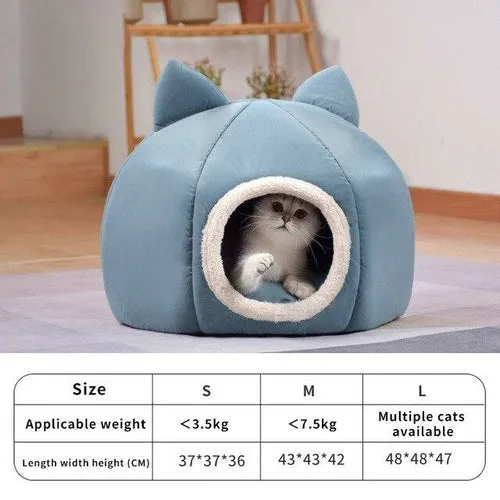 Pet Dog Cat Tent House Kennel Winter Warm Nest Soft Sleeping Sofa Pad