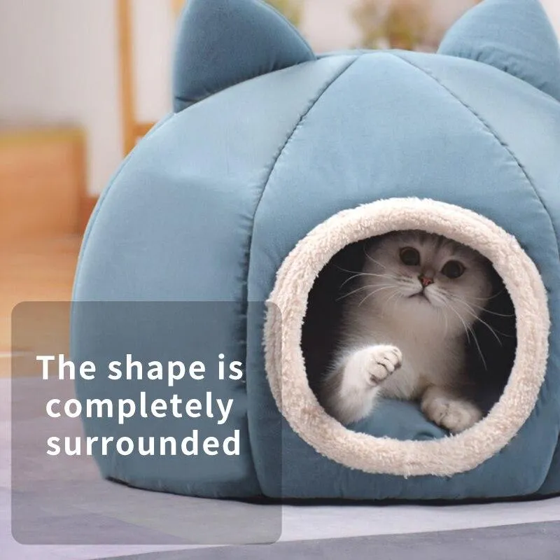 Pet Dog Cat Tent House Kennel Winter Warm Nest Soft Sleeping Sofa Pad