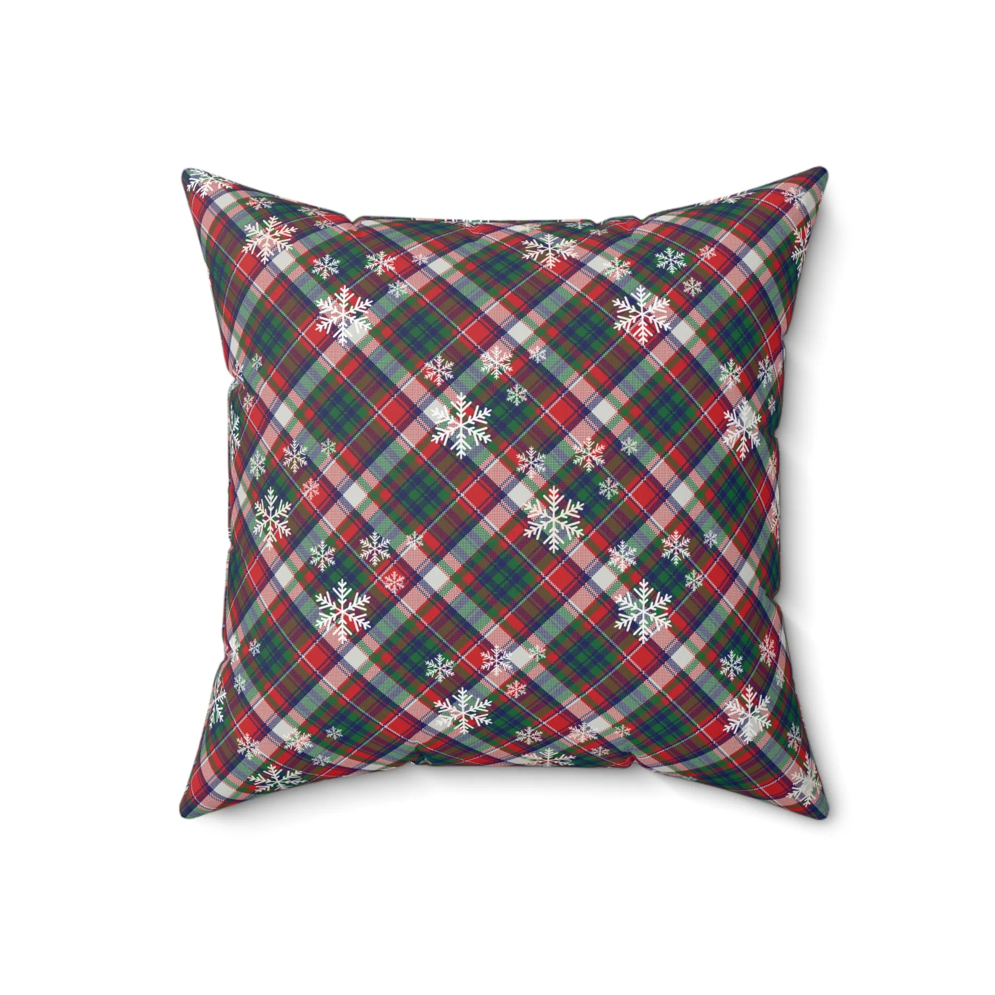 Plaid Snowflake Throw Pillow | Rustic Christmas Home Decor