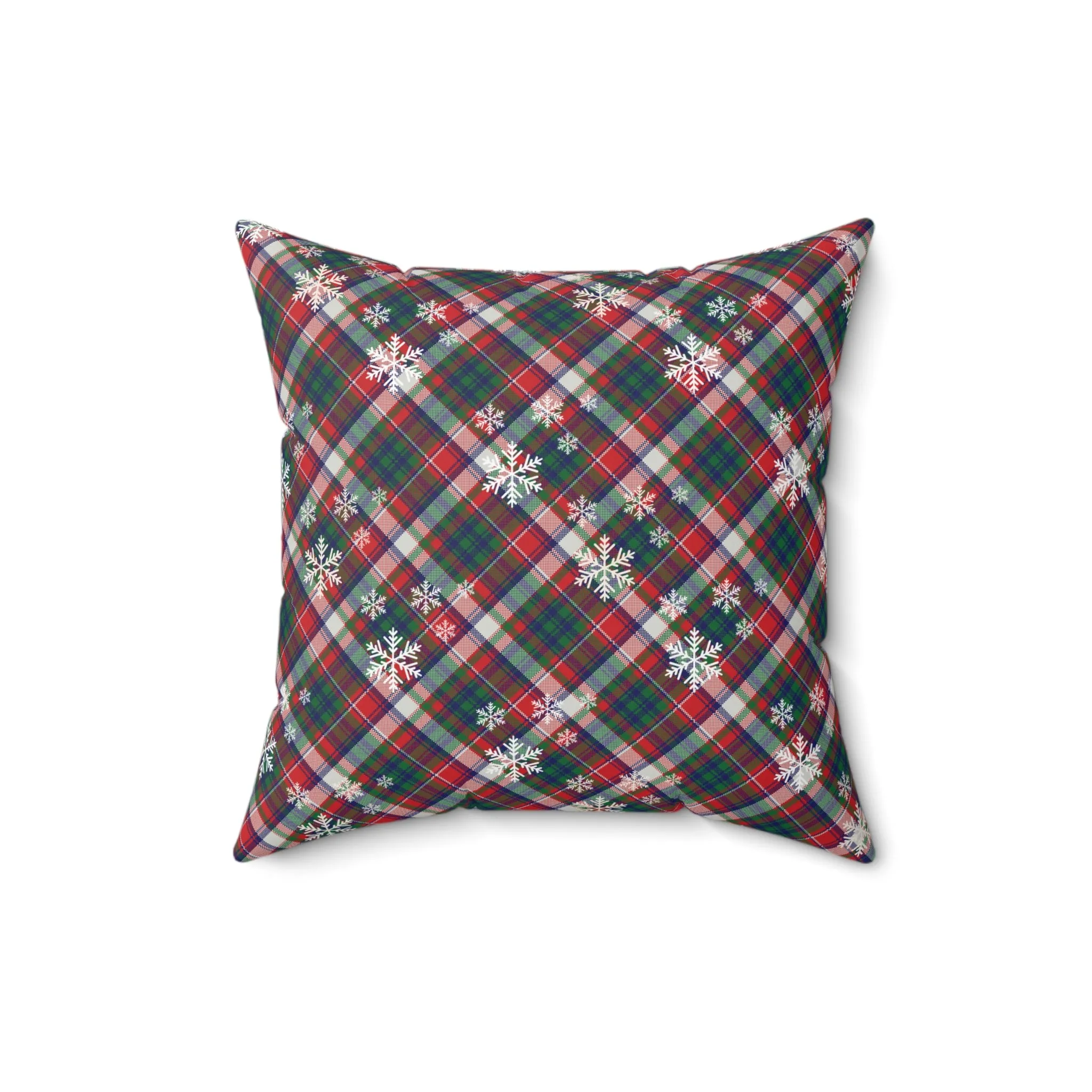 Plaid Snowflake Throw Pillow | Rustic Christmas Home Decor