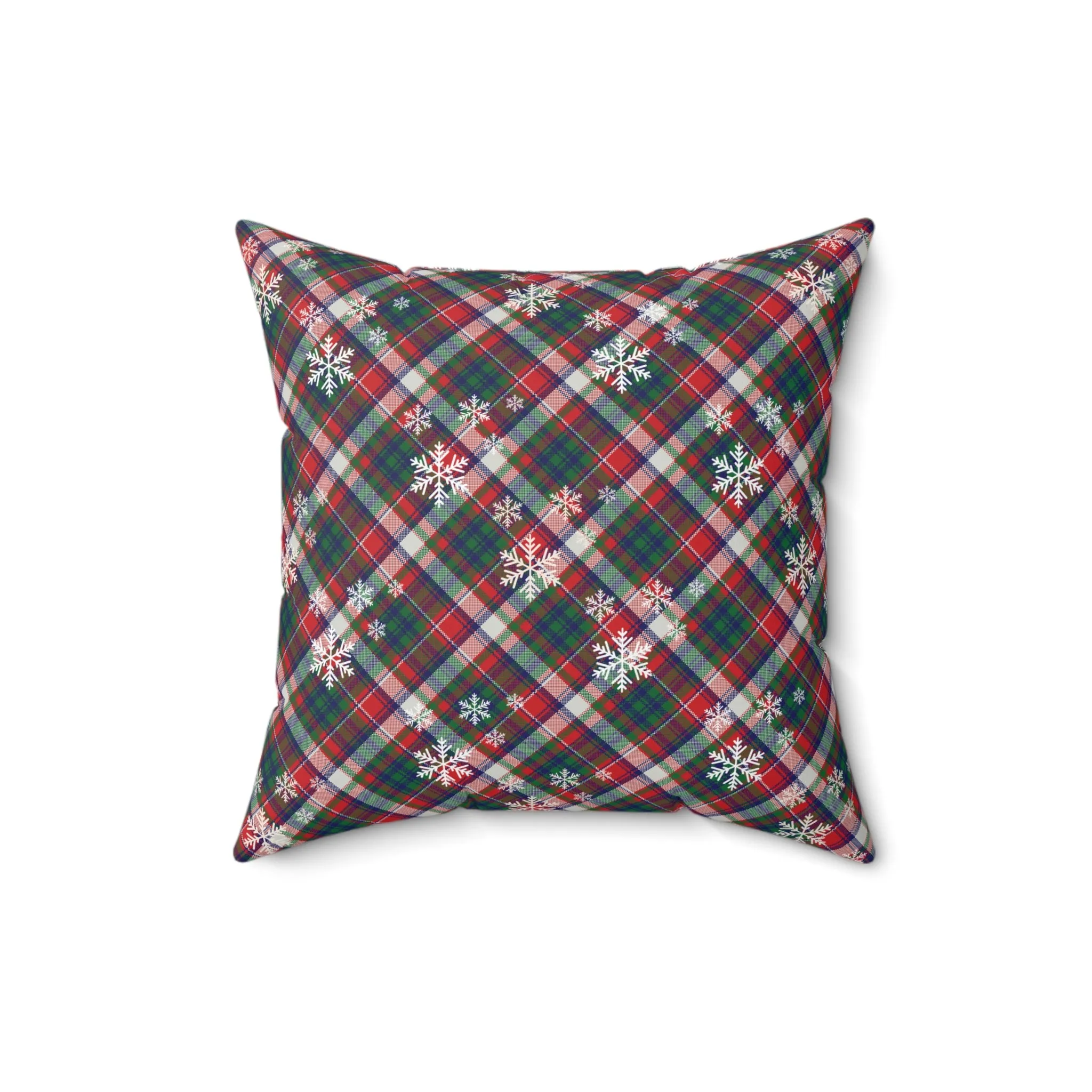 Plaid Snowflake Throw Pillow | Rustic Christmas Home Decor