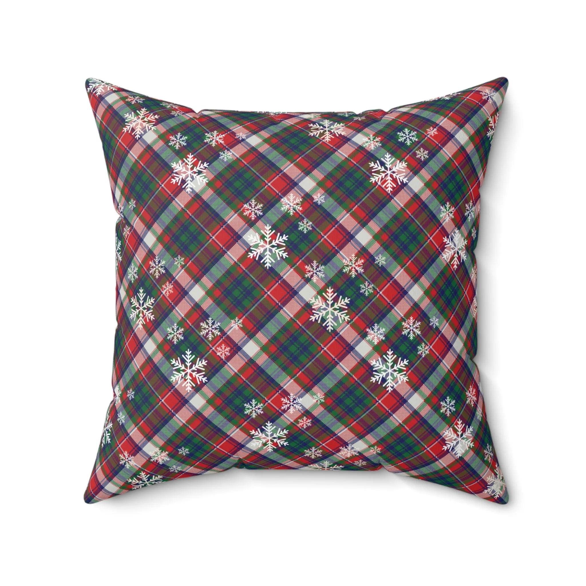 Plaid Snowflake Throw Pillow | Rustic Christmas Home Decor