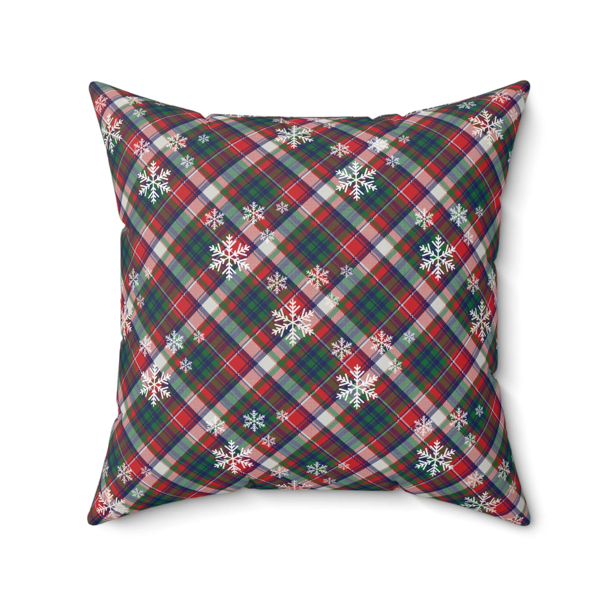 Plaid Snowflake Throw Pillow | Rustic Christmas Home Decor