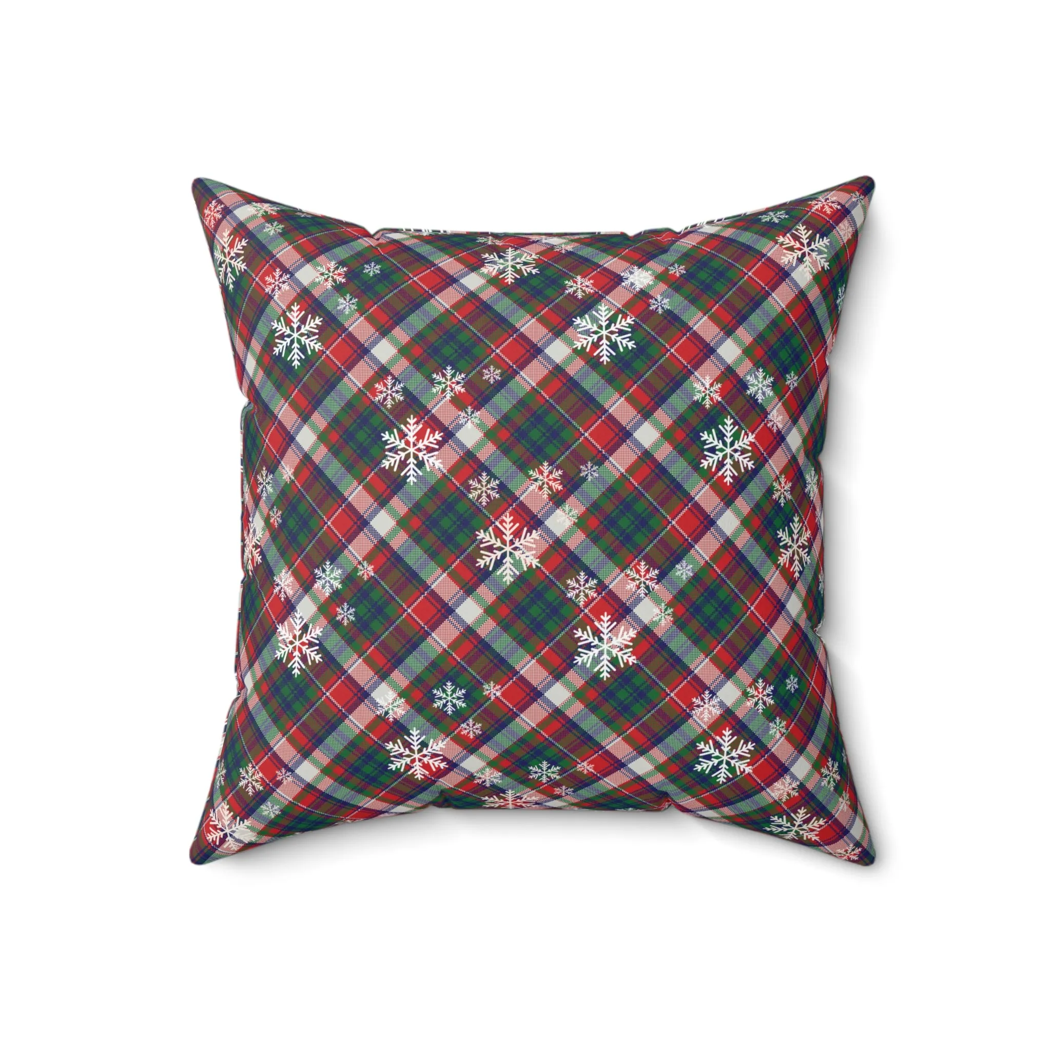 Plaid Snowflake Throw Pillow | Rustic Christmas Home Decor