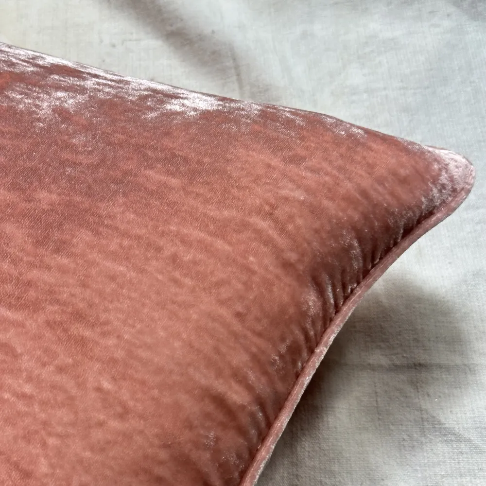 Plain Silk Velvet Cushion in Old Rose