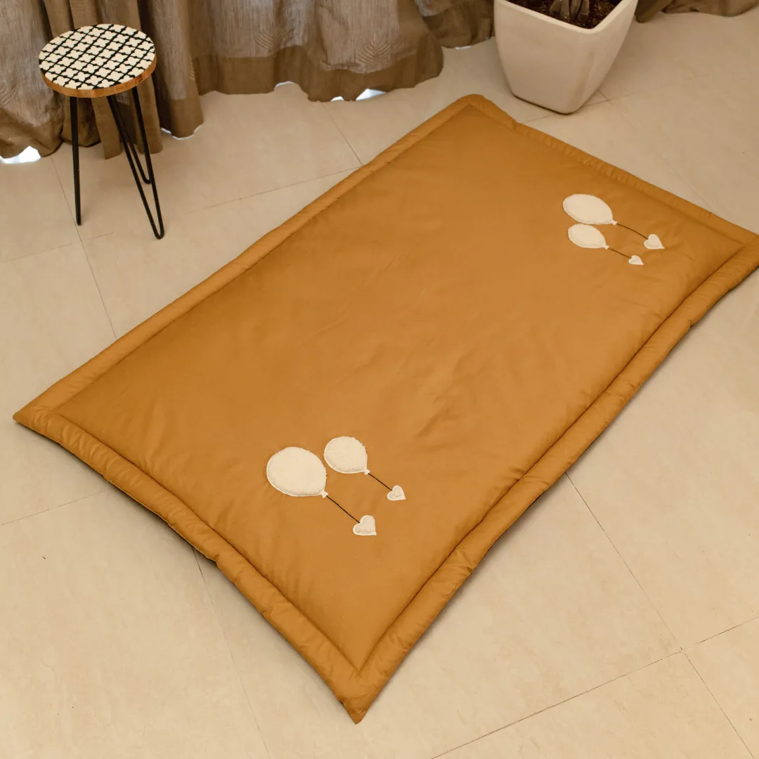 PoochMate OAK BOHO Mustard Cotton Mat :  Balloon Applique