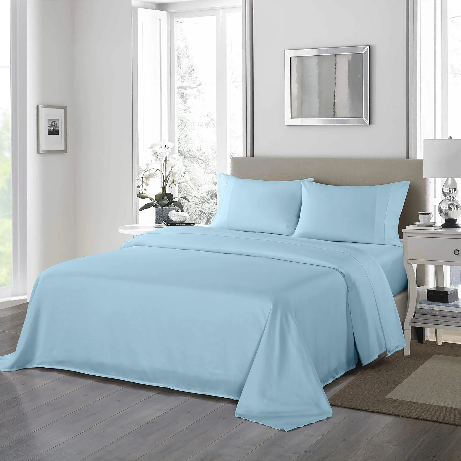 Queen Royal Comfort 1200TC Ultrasoft 4-Piece Sheet Set - Sky Blue