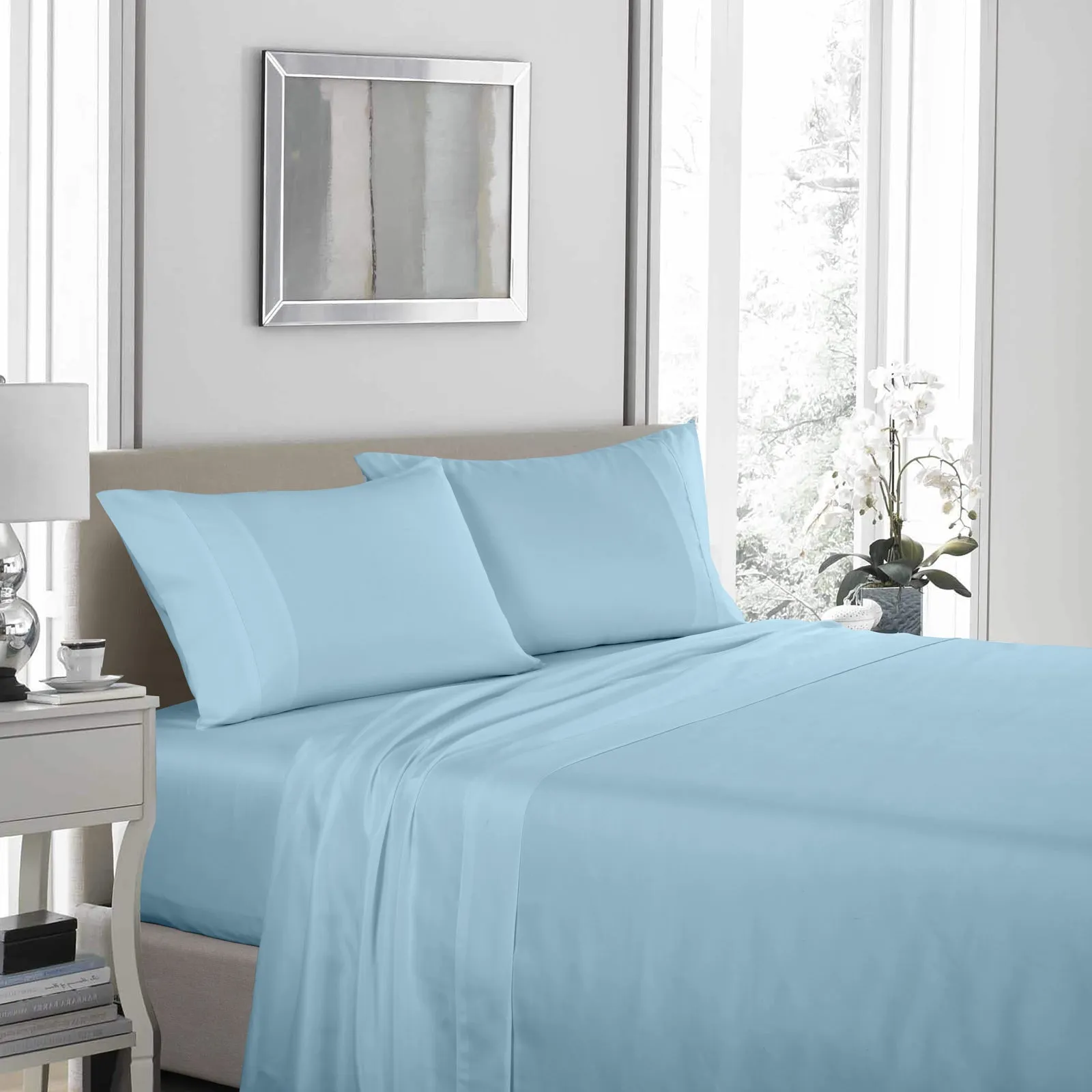 Queen Royal Comfort 1200TC Ultrasoft 4-Piece Sheet Set - Sky Blue