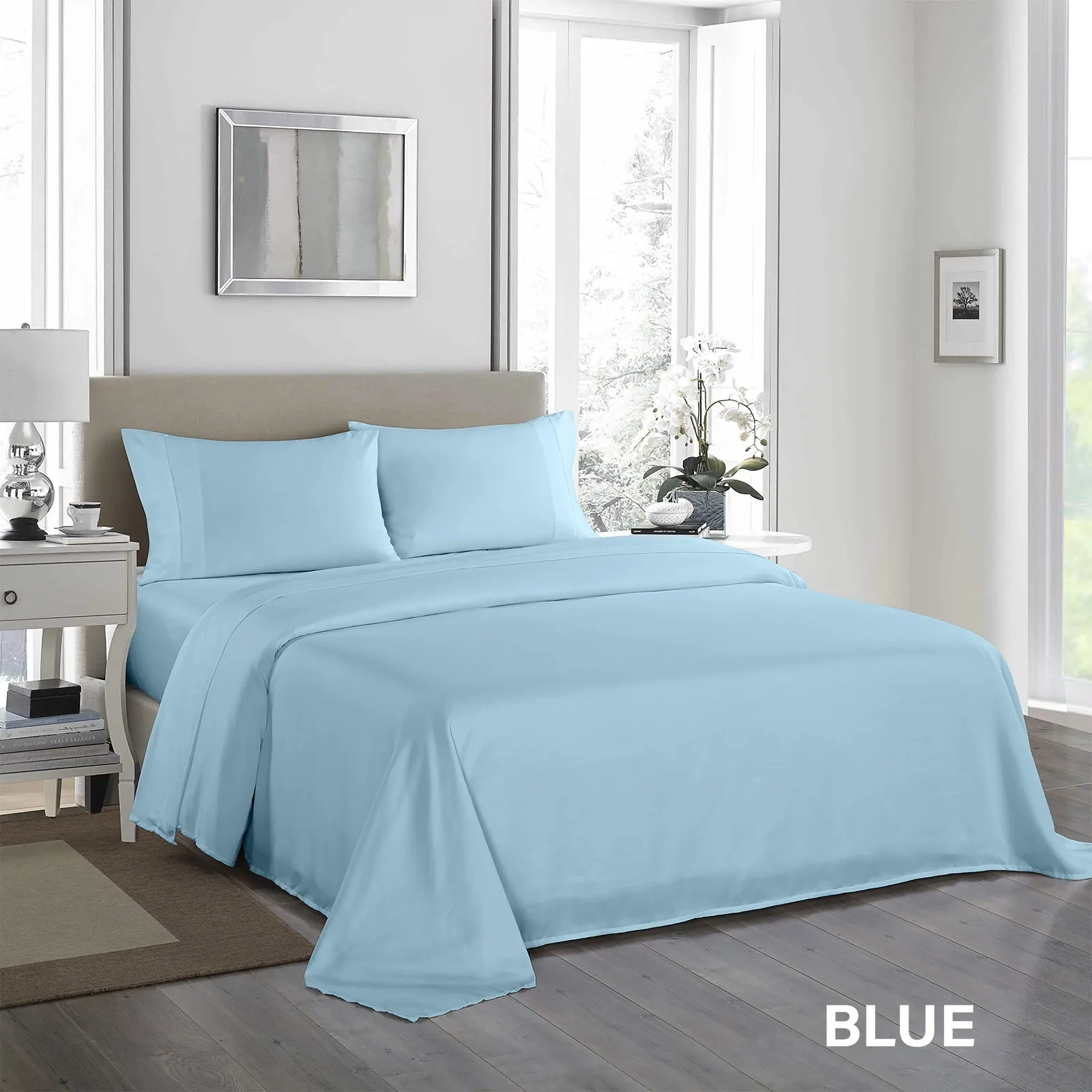 Queen Royal Comfort 1200TC Ultrasoft 4-Piece Sheet Set - Sky Blue