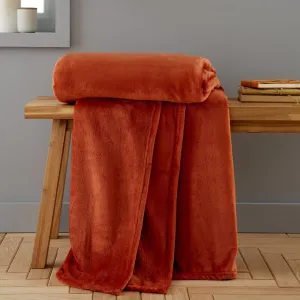 Raschel Velvet Touch Throw Burnt Orange