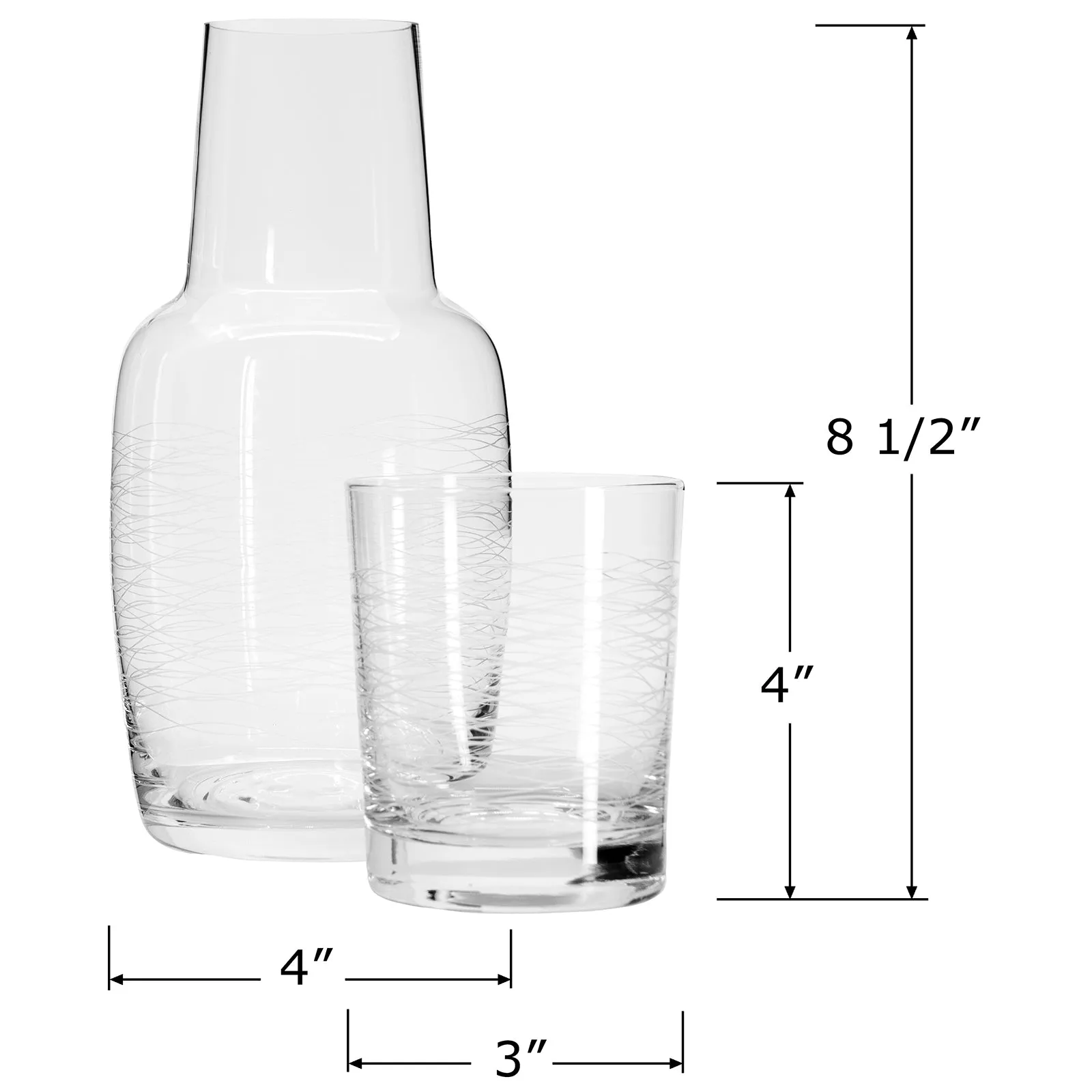 Red Co. Bedside and Guestroom Night Water Carafe Beverage Set (28 Ounce)