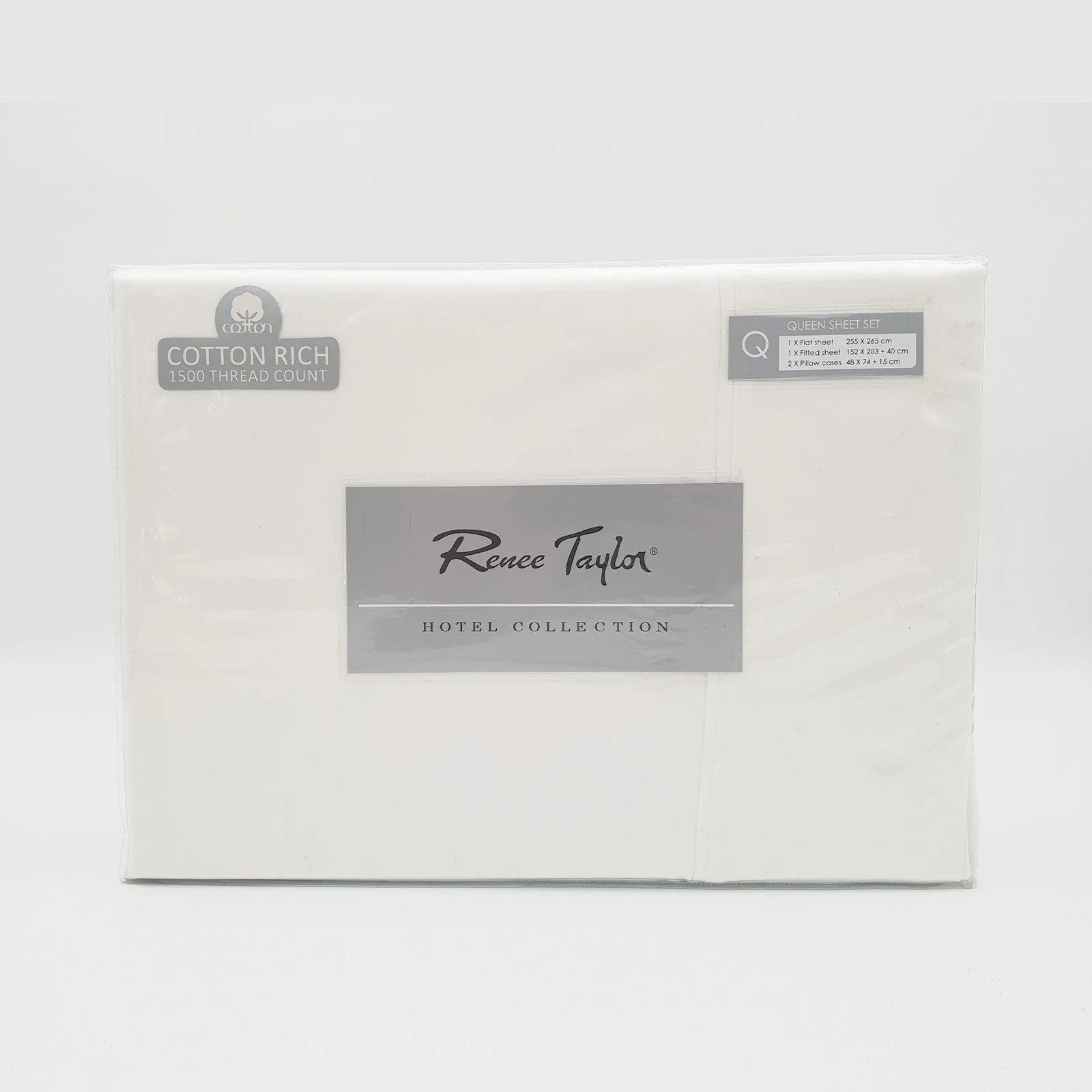 Renee Taylor 1500 Thread Count Pure Soft Cotton Blend Flat & Fitted Sheet Set King White