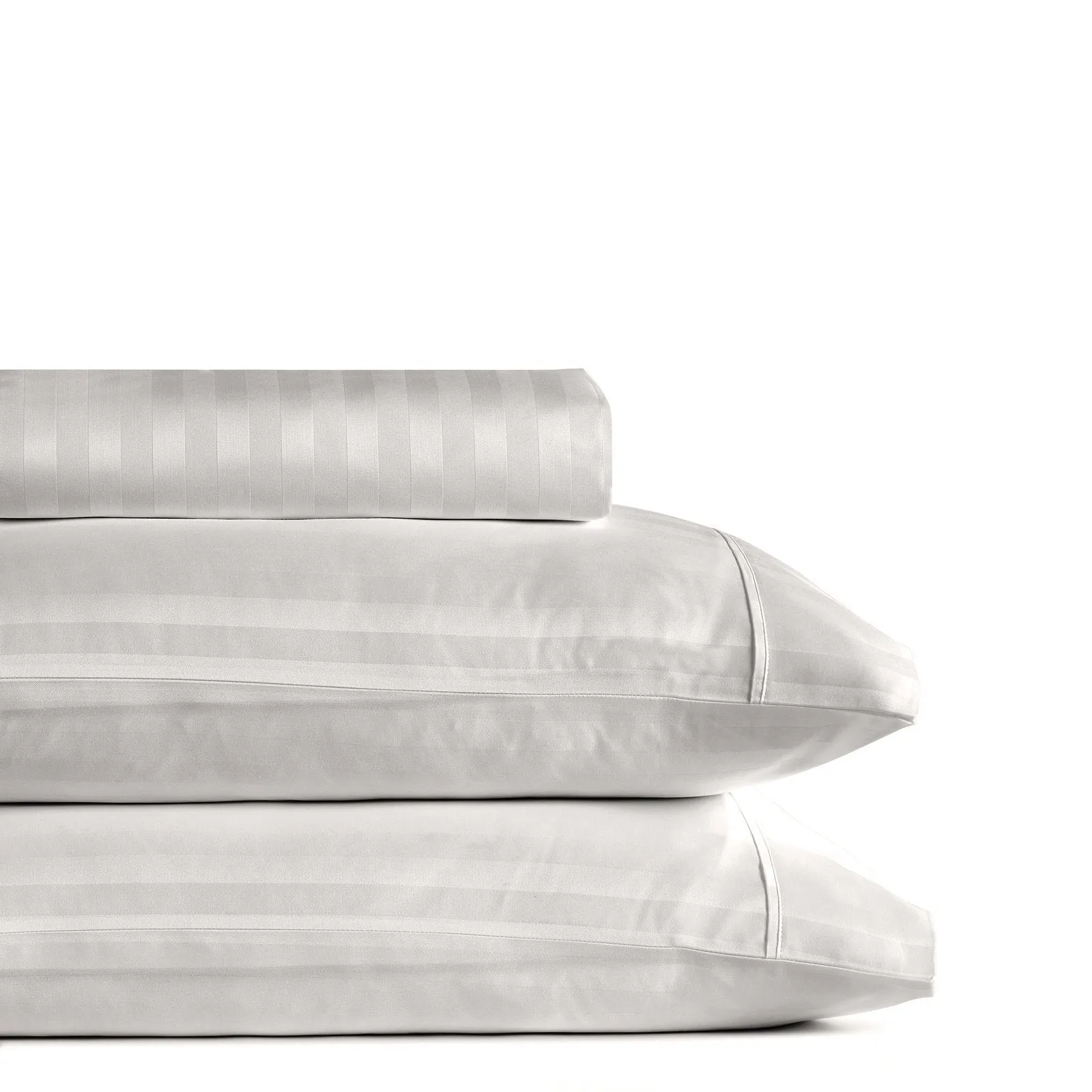 Royal Comfort 1200 Thread Count 3 Piece Combo Set 100% Egyptian Cotton Striped Double Silver