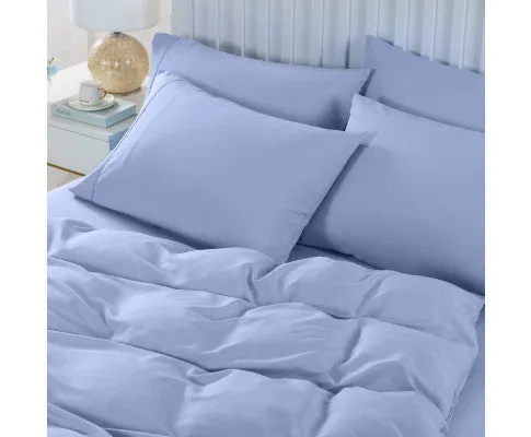 Royal Comfort 2000TC 6 Piece Bamboo Sheet & Quilt Cover Set Cooling Breathable - LIGHT BLUE