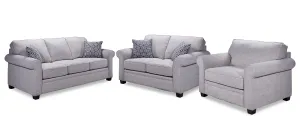 Rykneld Sofa, Loveseat and Chair Set - Smoke