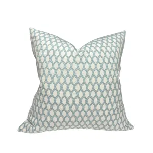 Seafoam Blue Lattice Pillow Cover