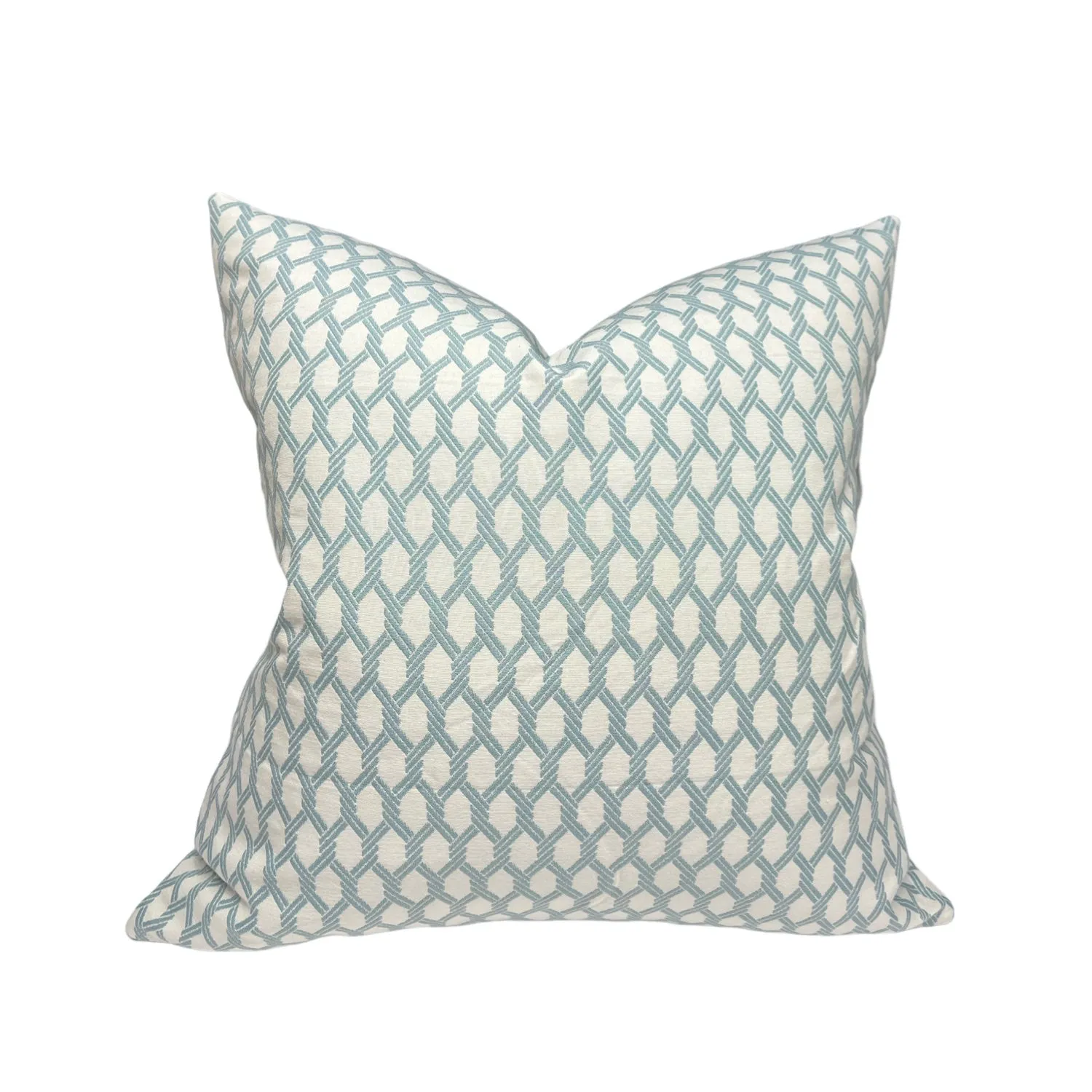 Seafoam Blue Lattice Pillow Cover