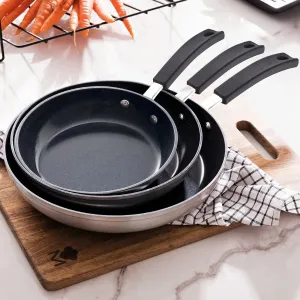 Set of 3 MasterPro Smart Frying Pans Black Silver 20cm/26cm/30cm