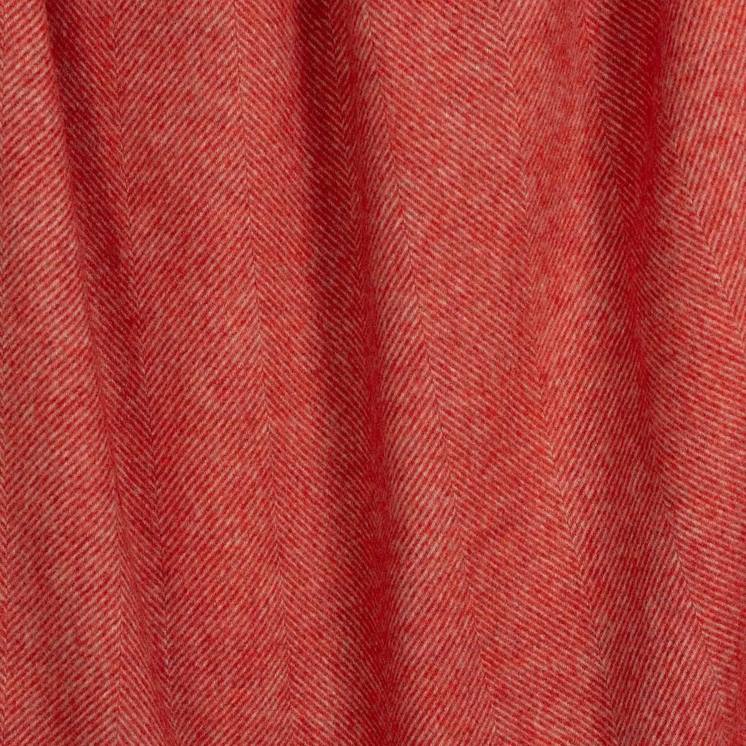 Shetland Wool Herringbone Throw Coral Red