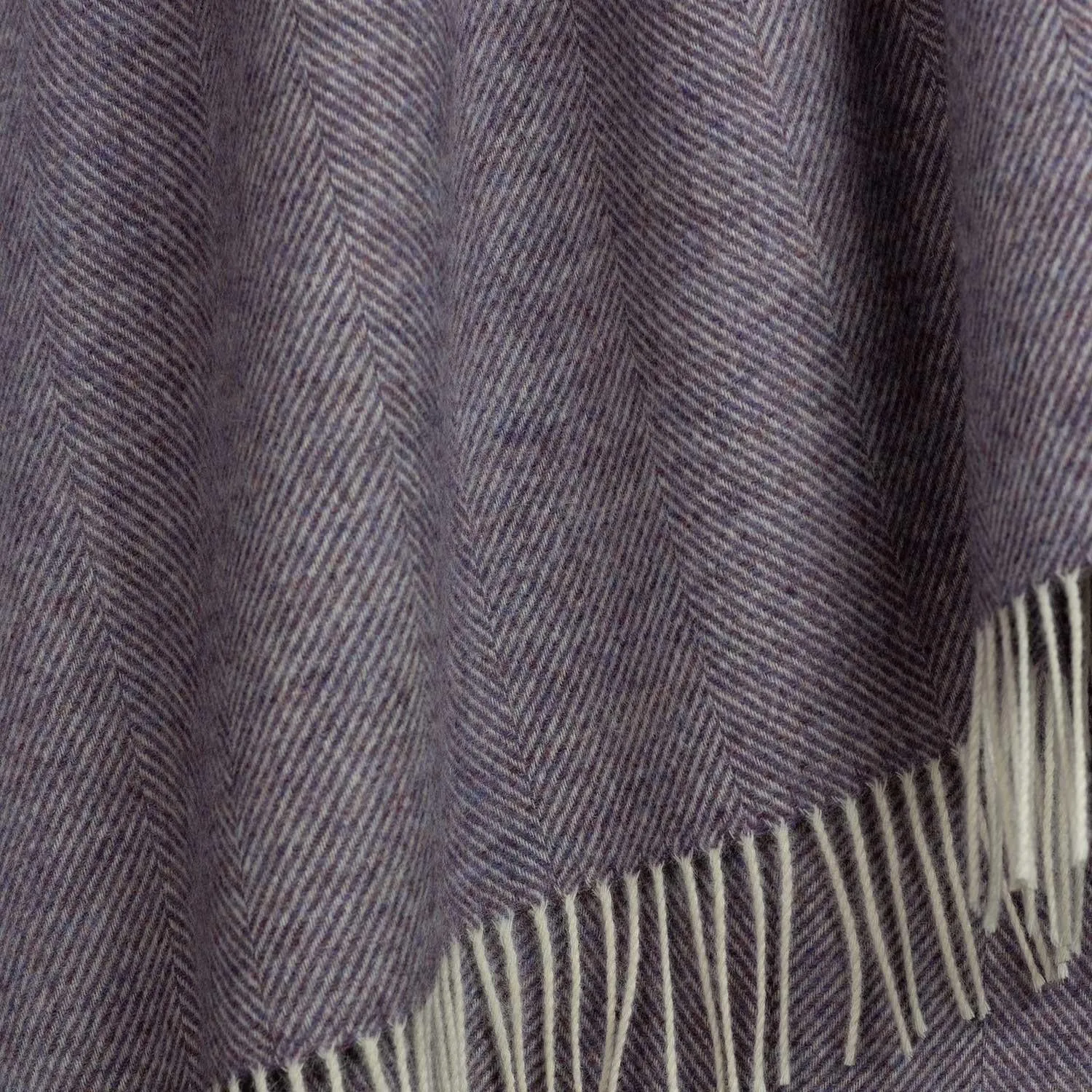 Shetland Wool Herringbone Throw - Mulberry