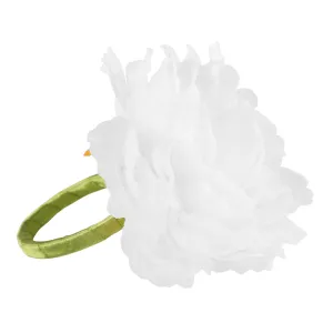 Silk Peony Flower Napkin Ring Holder (10 Count) - White