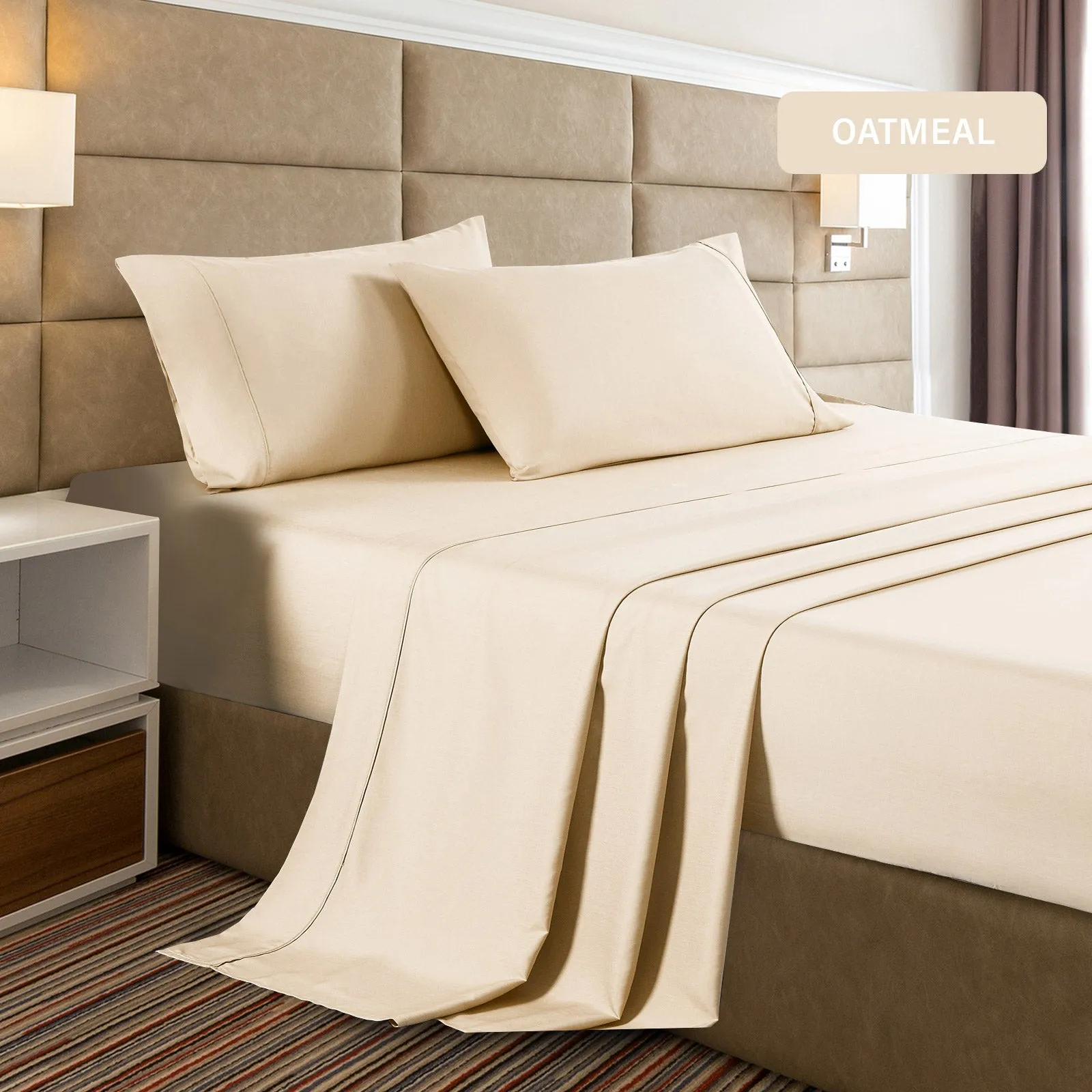 Single Casa Decor Bamboo Cooling 2000TC Sheet Set Oatmeal