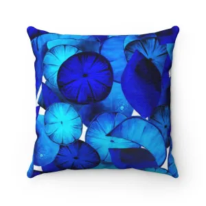 Spun Polyester Square Pillow Blue Citrus