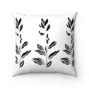 Spun Polyester Square Pillow Branch With Leaves