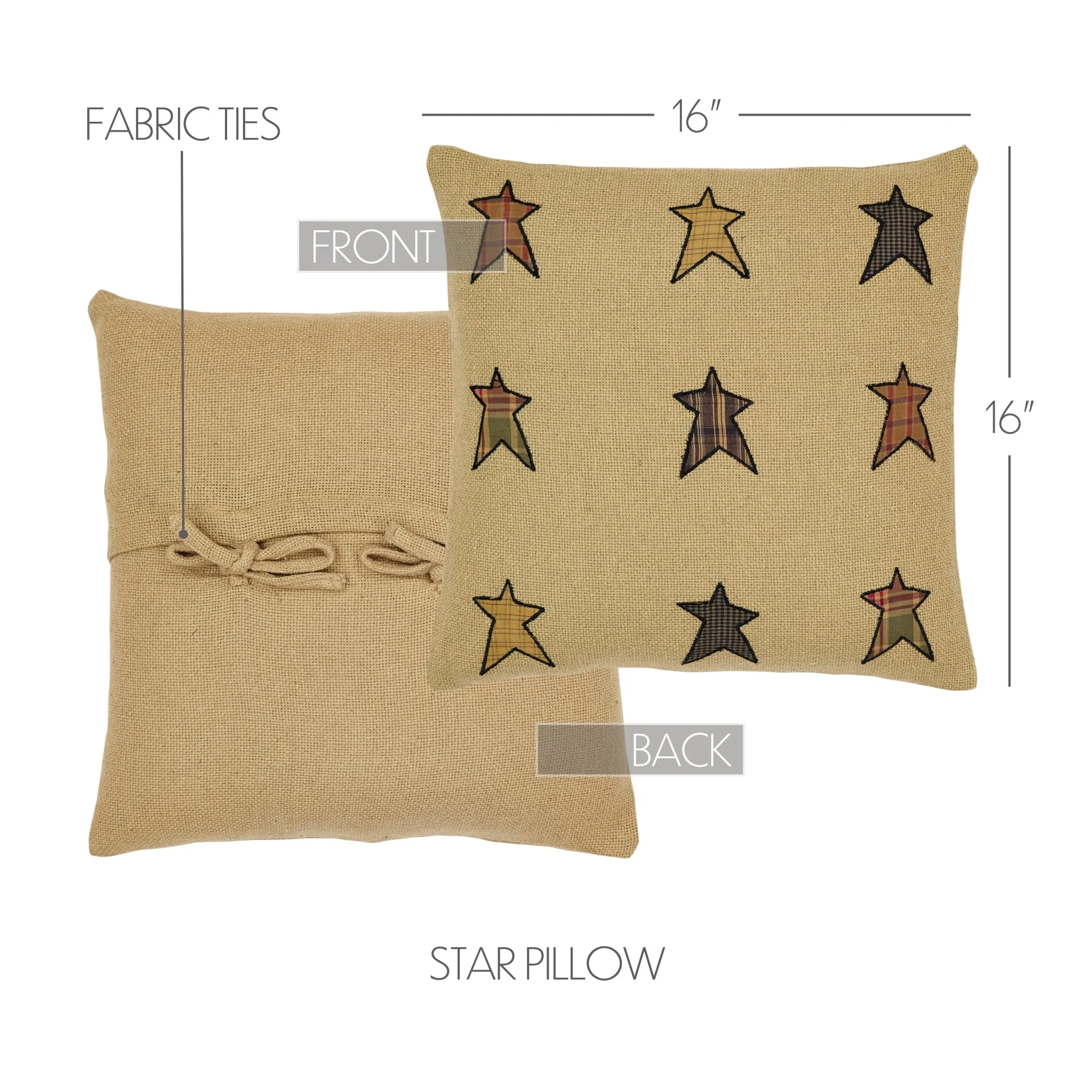 Stratton Applique Star Pillow 16x16