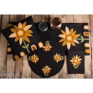 Sunflower Power Pillow Black PLDG0037