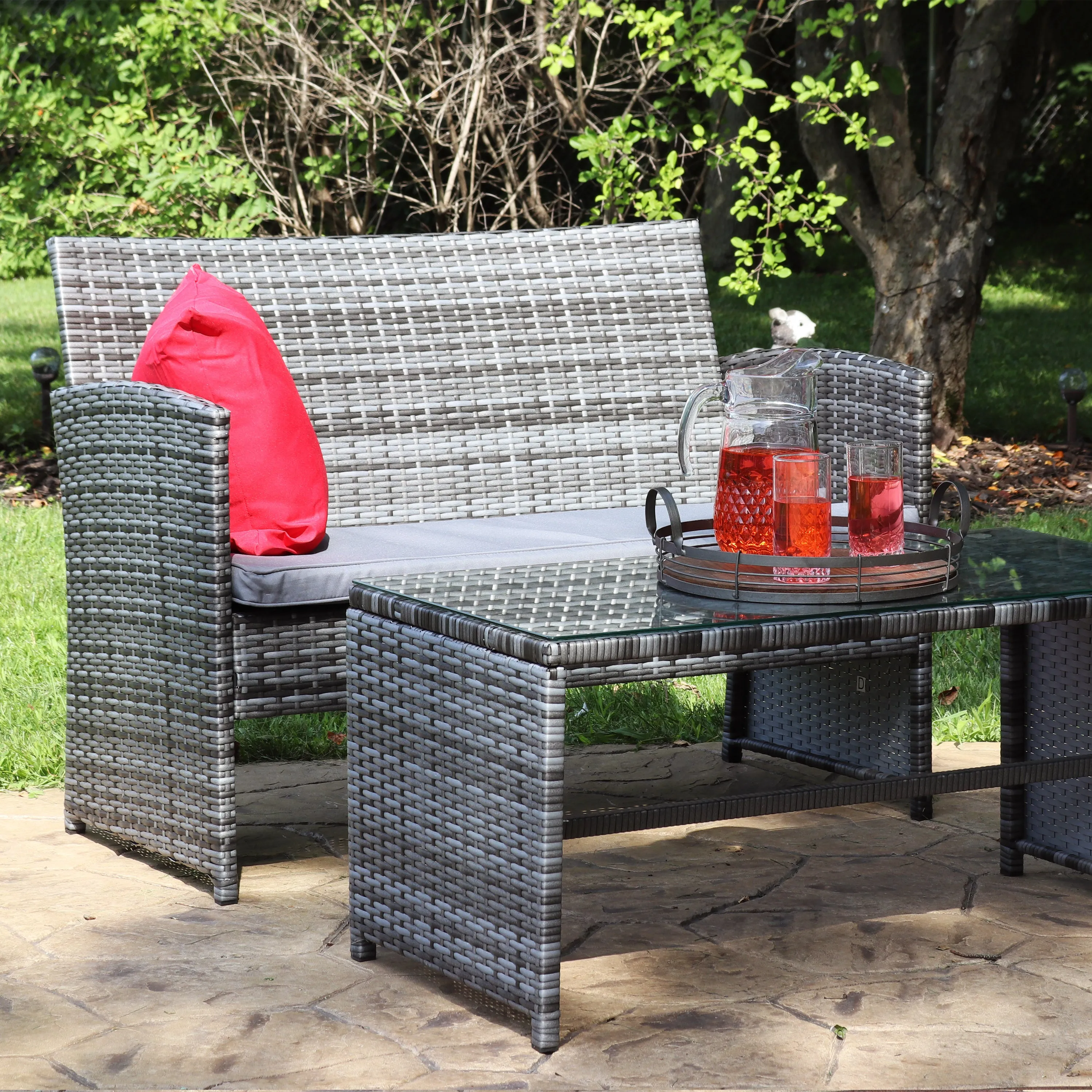 Sunnydaze Ardfield 4-Piece Patio Conversation Set with Cushions