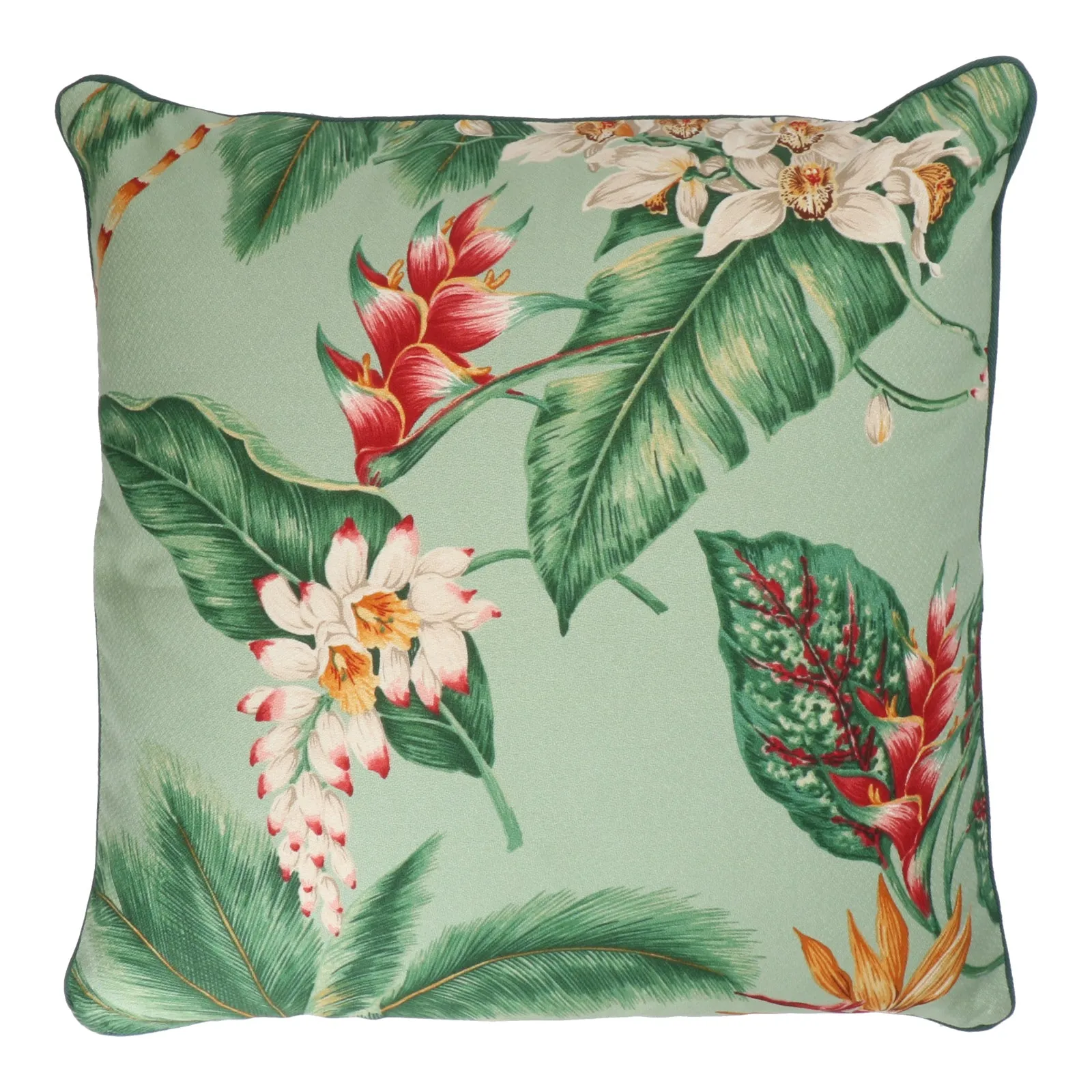 Tropical Green Floral Cushion - Medium