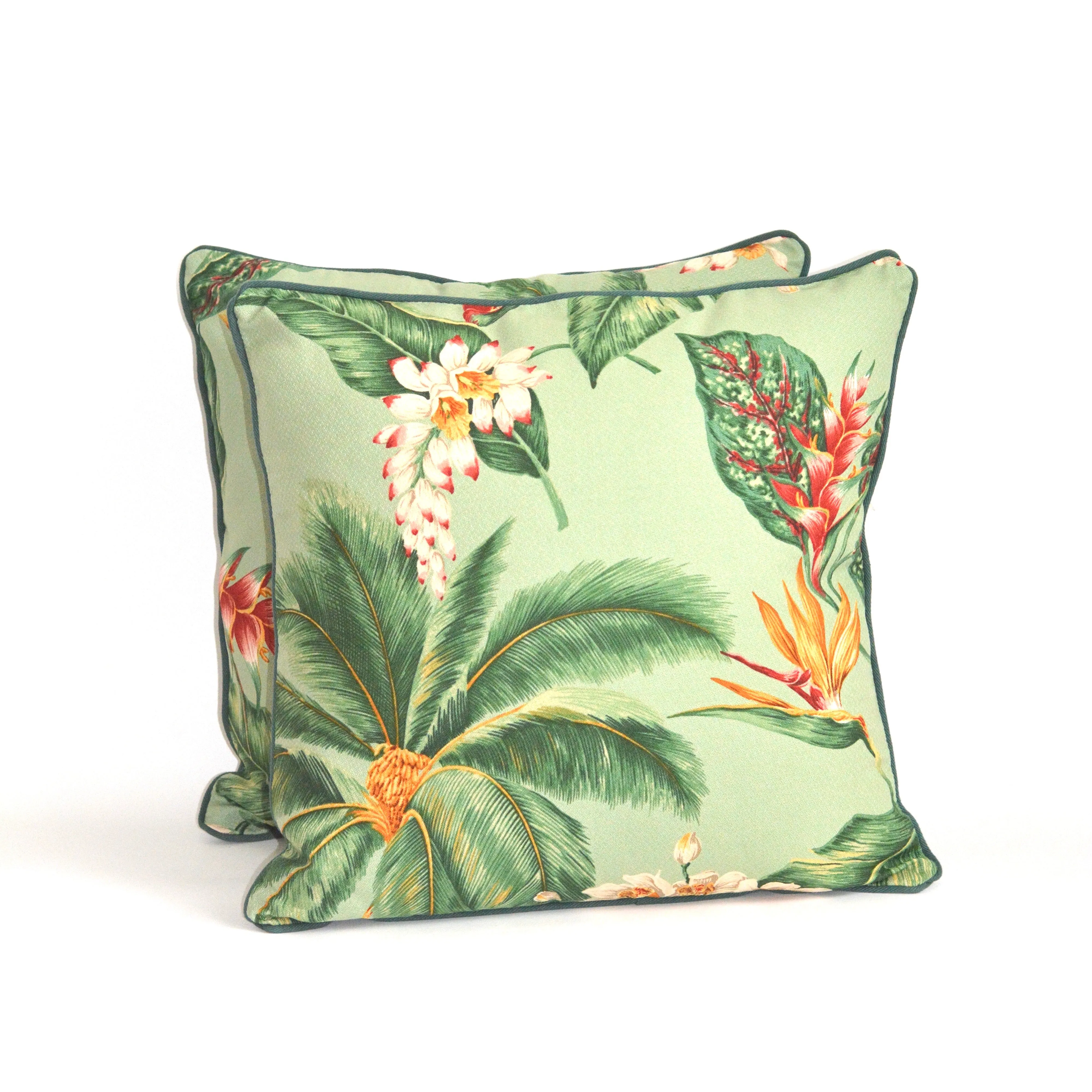 Tropical Green Floral Cushion - Medium