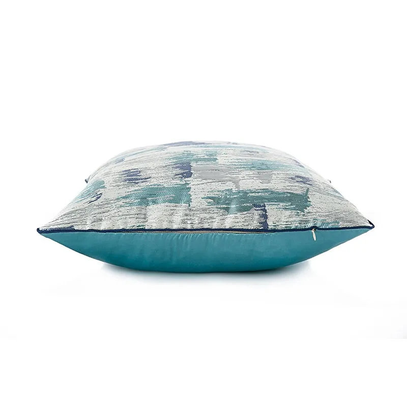 Turquoise and Blue Abstract Throw Cushion