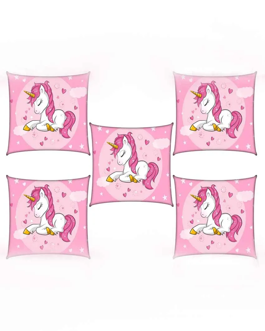 Unicorn Raising Cushion Cover | Set Of 5 | 12 x 12 Inches