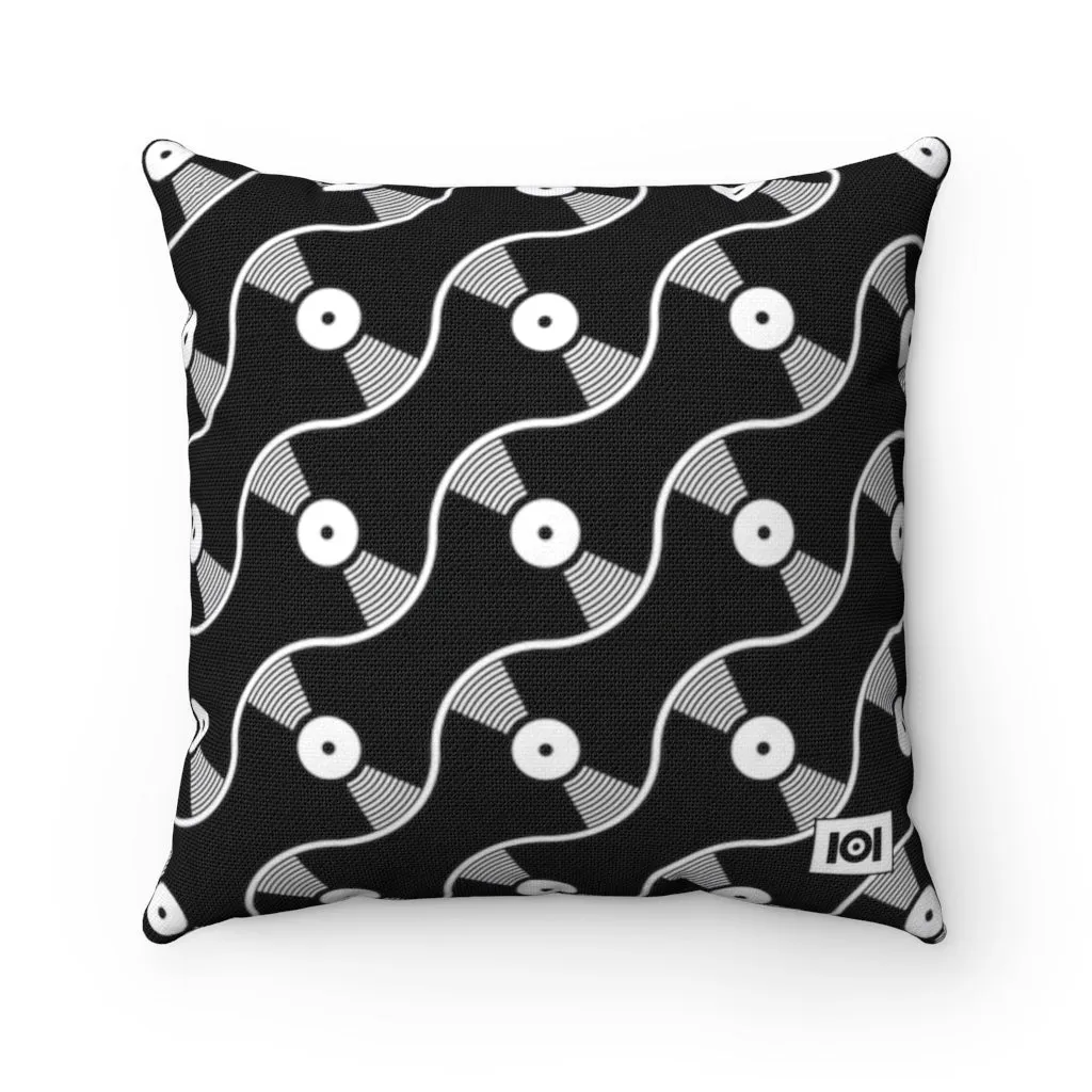 VINYL 01 PATTERN PILLOW - BLACK