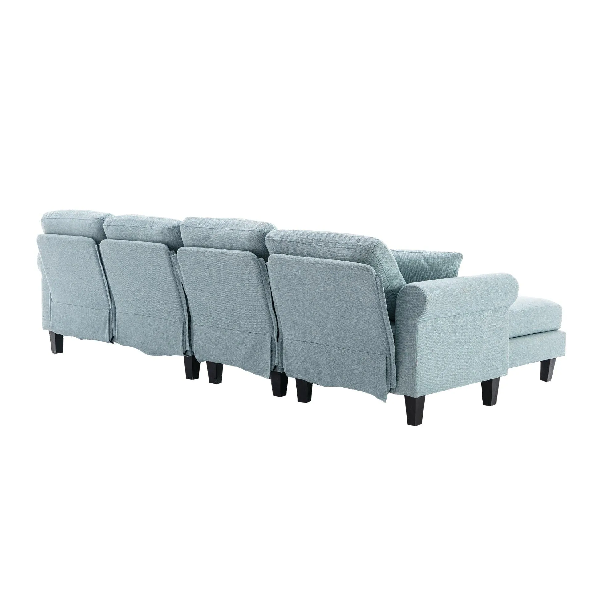 WIIS' IDEA Modern Living Room Fabric Sectional Sofa - Light Blue