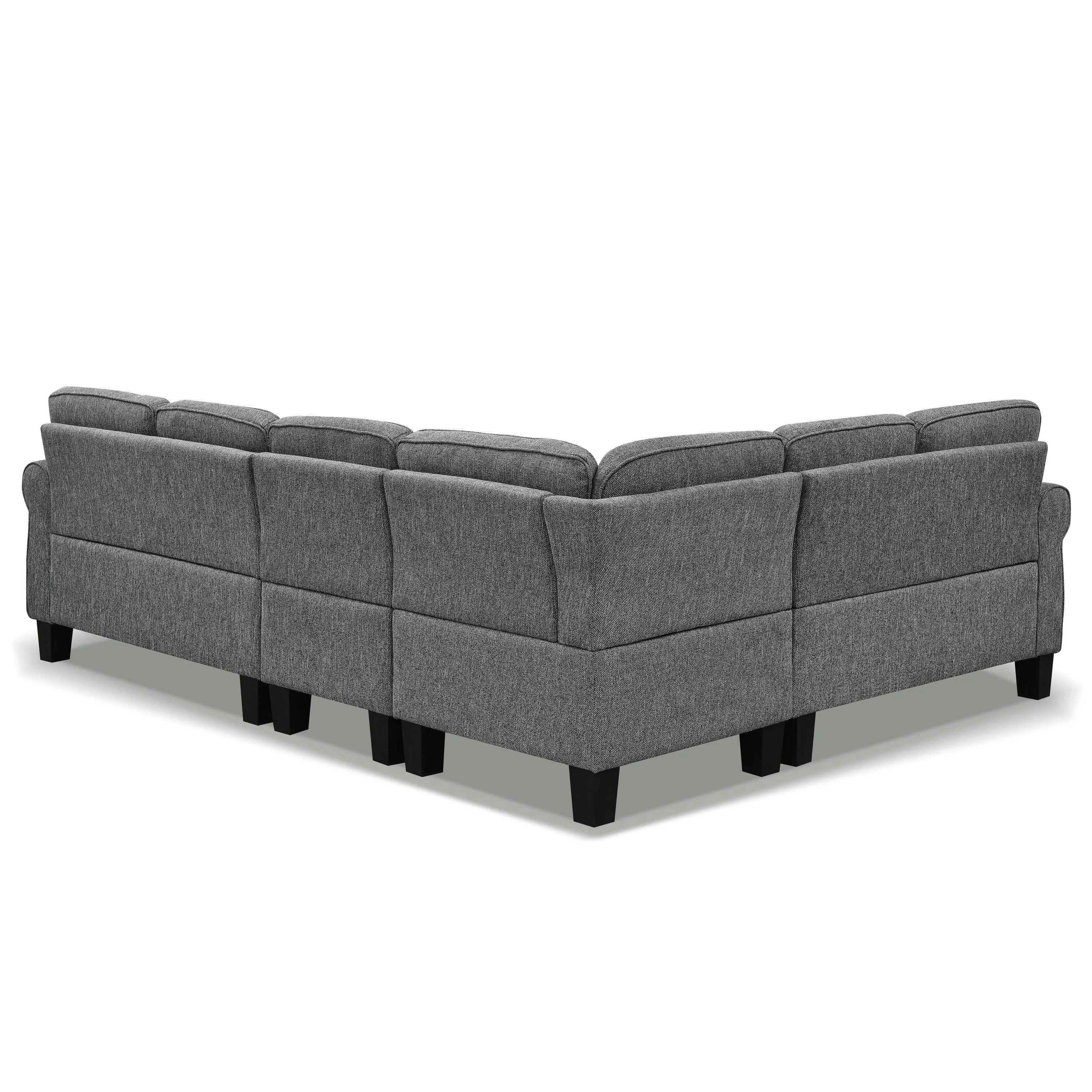 WIIS' IDEA Shelter L-Shaped Sectional Sofa With Reversible Chaise - Dark Grey