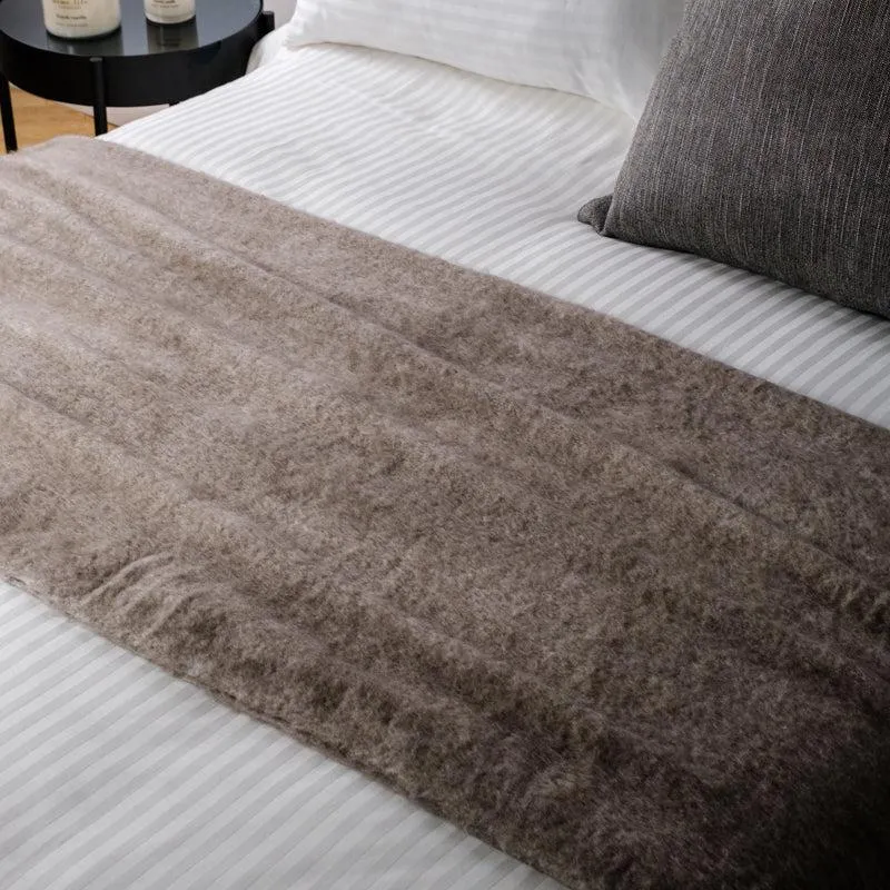 Woollen Blend Blanket Throw Grey Smoke