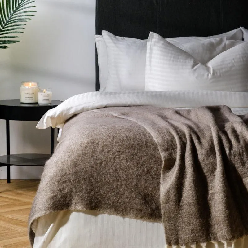 Woollen Blend Blanket Throw Grey Smoke