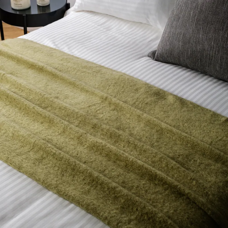 Woollen Blend Blanket Throw Pistachio